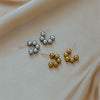 Retro Simple Elegant Cold Style Titanium Steel U Shaped Small Round Beads Geometric Electroplated All Matching Earrings