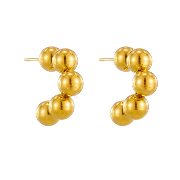 Retro Simple Elegant Cold Style Titanium Steel U Shaped Small Round Beads Geometric Electroplated All Matching Earrings
