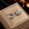 Retro Simple Elegant Cold Style Titanium Steel U Shaped Small Round Beads Geometric Electroplated All Matching Earrings