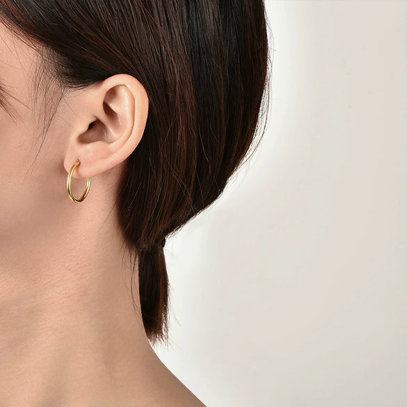 Retro Simple Fashion Geometric Metal Earrings For Women Copper Plated With 18K Gold Electroplated