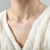 Retro Simple Geometric Titanium Steel Rice Bead Chain Necklace With Stitching And Drop Glaze And Electroplating
