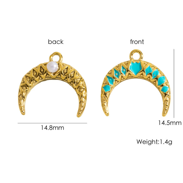 Retro Simple Jewelry Accessories Drop Oilinlaid White Shellfish Natural Stone Zircon Stainless Steel Pendant With Electroplating Process