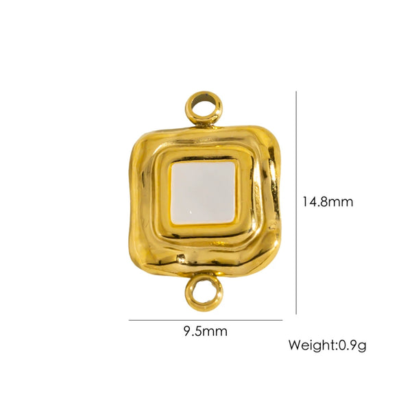 Retro Simple Jewelry Accessories Drop Oilinlaid White Shellfish Natural Stone Zircon Stainless Steel Pendant With Electroplating Process