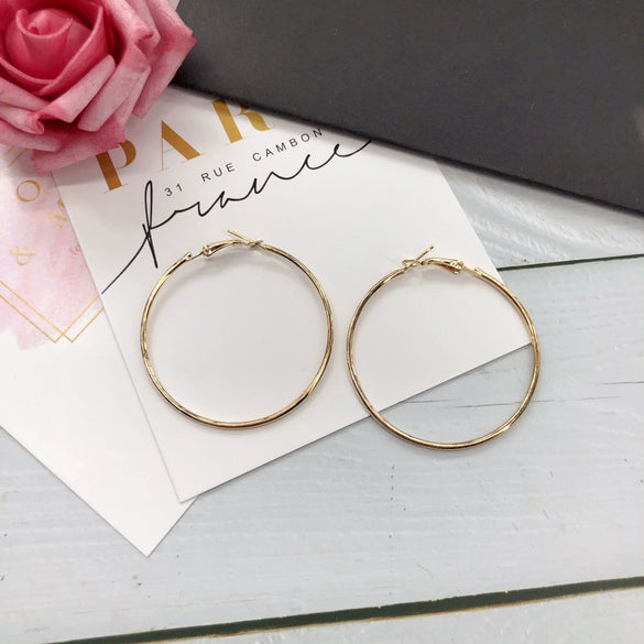Retro Simple Large Hoop Earrings For Women Alloy Gold Silver Tone Elegant Trendy Statement Ear Jewelry