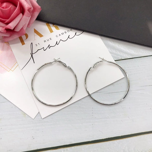 Retro Simple Large Hoop Earrings For Women Alloy Gold Silver Tone Elegant Trendy Statement Ear Jewelry