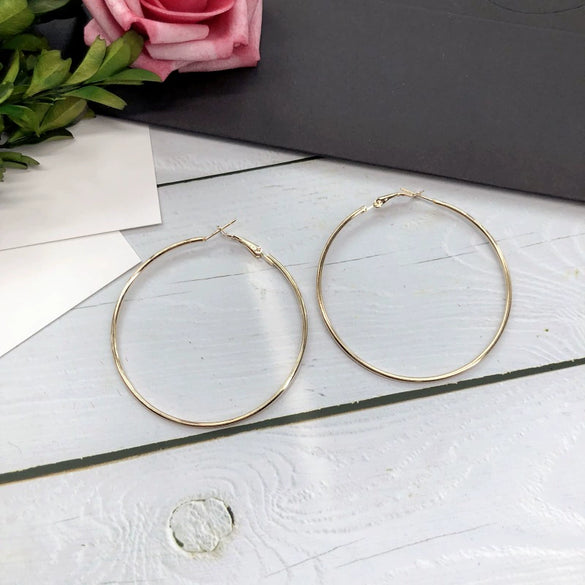 Retro Simple Large Hoop Earrings For Women Alloy Gold Silver Tone Elegant Trendy Statement Ear Jewelry