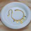 Retro Simple Light Luxury Round Turquoise Pendant Titanium Steel Geometric Irregular Beaded Bracelet With Electroplating
