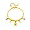 Retro Simple Light Luxury Round Turquoise Pendant Titanium Steel Geometric Irregular Beaded Bracelet With Electroplating
