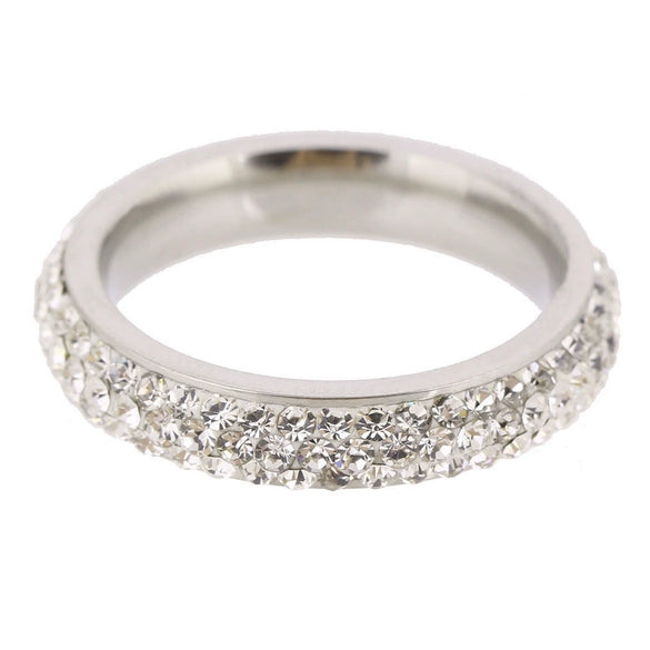 Retro Simple Stainless Steel Curved Ring With Diamond Accent Geometric Design Women's Fashion Jewelry