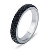 Retro Simple Stainless Steel Curved Ring With Diamond Accent Geometric Design Women's Fashion Jewelry