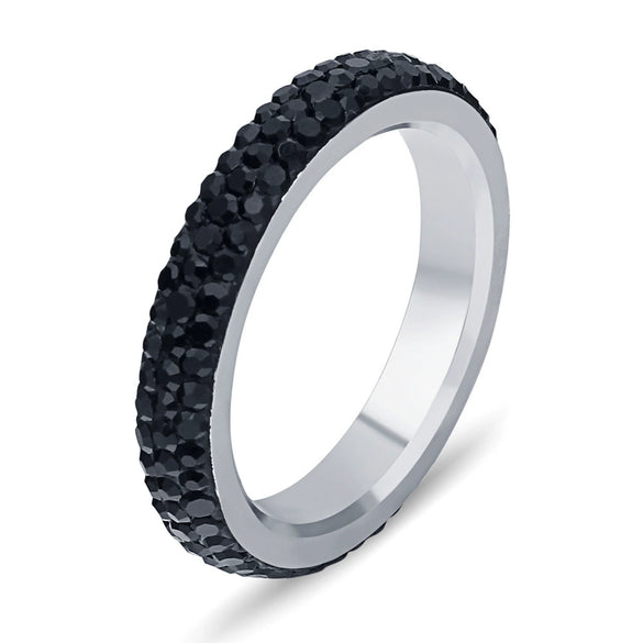 Retro Simple Stainless Steel Curved Ring With Diamond Accent Geometric Design Women's Fashion Jewelry