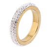 Retro Simple Stainless Steel Curved Ring With Diamond Accent Geometric Design Women's Fashion Jewelry