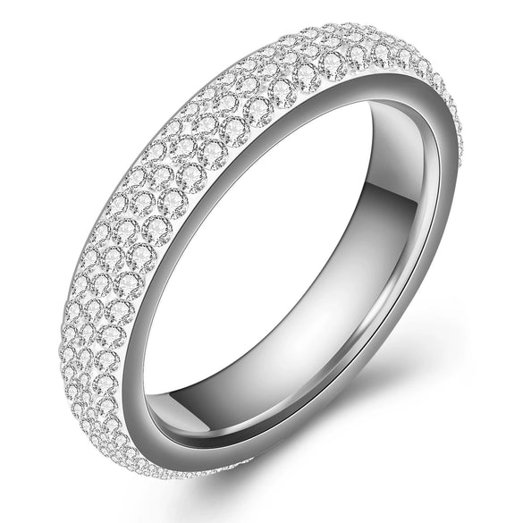Retro Simple Stainless Steel Curved Ring With Diamond Accent Geometric Design Women's Fashion Jewelry