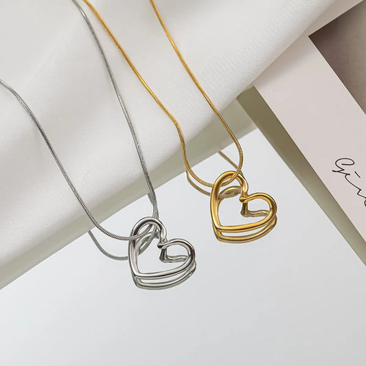 Retro Simple Style Heart Shape Stainless Steel Plating Necklace