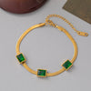 304 Stainless Steel 18K Gold Plated Retro Simple Style Plating Inlay Rectangle Artificial Rhinestones Bracelets Necklace