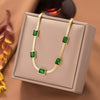 304 Stainless Steel 18K Gold Plated Retro Simple Style Plating Inlay Rectangle Artificial Rhinestones Bracelets Necklace