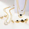Retro Simple Style Sector Stainless Steel Plating Hollow Out Inlay Plastic 18k Gold Plated Jewelry Set