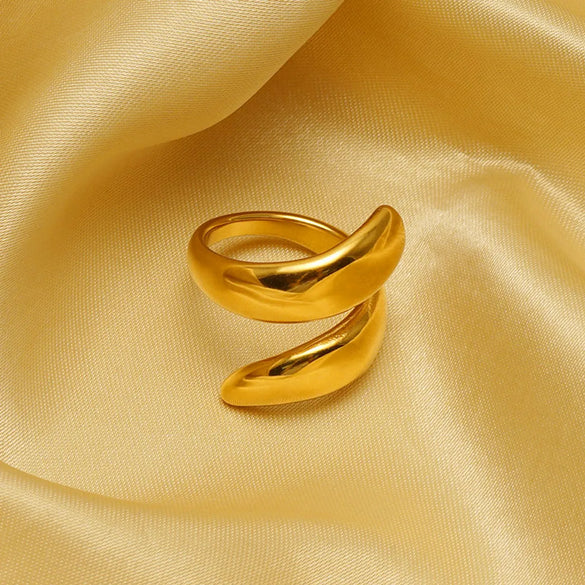 Retro Simple Style Solid Color Stainless Steel Plating 18k Gold Plated Rings