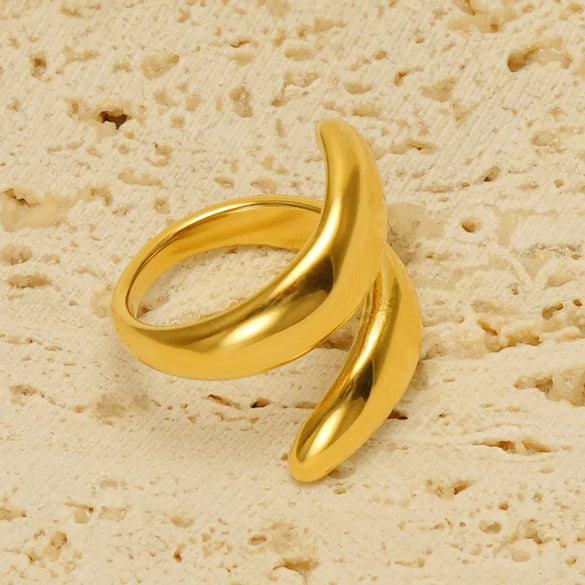 Retro Simple Style Solid Color Stainless Steel Plating 18k Gold Plated Rings