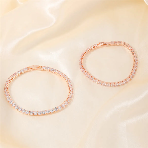 Retro Simple Style Square Copper Plating Inlay Zircon 14k Gold Plated Rose Gold Plated White Gold Plated Unisex Tennis Bracelet