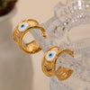 Retro Simple 316L Stainless Steel Goldplated Enamel Eye Jewelry Set Earrings And Ring