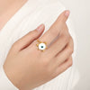 Retro Simple 316L Stainless Steel Goldplated Enamel Eye Jewelry Set Earrings And Ring