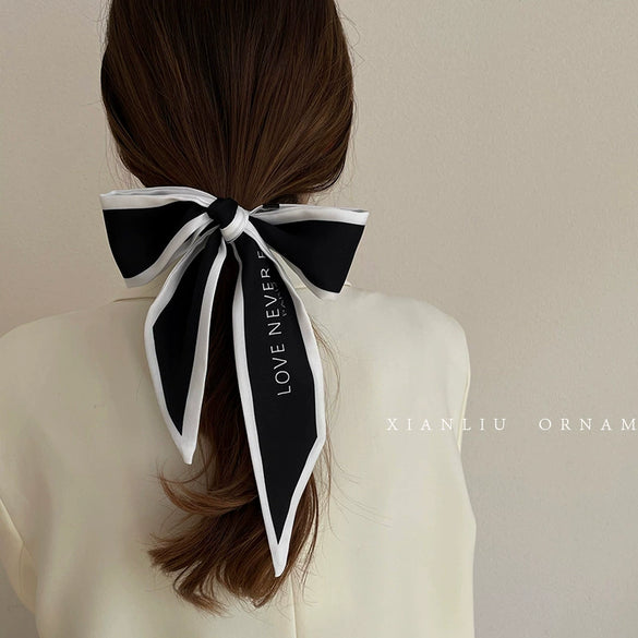 Retro Small Long Simulation Silk Hair Scarf Headband For Women Versatile Medium Length Shirt Matching Neck Scarf For Spring