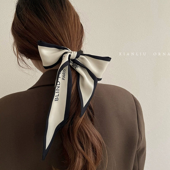 Retro Small Long Simulation Silk Hair Scarf Headband For Women Versatile Medium Length Shirt Matching Neck Scarf For Spring