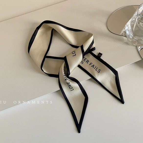 Retro Small Long Simulation Silk Hair Scarf Headband For Women Versatile Medium Length Shirt Matching Neck Scarf For Spring