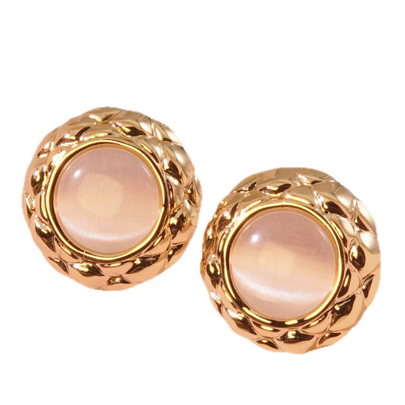 Retro Small Round Cake Quilted Pattern Colorful Goldrimmed Button Stainless Steel Earrings