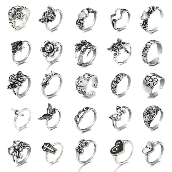 Retro Snake Animal Opening Ring Punk Unisex Alloy Jewelry With Electroplating