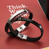 Retro Solid Color 304 Stainless Steel Pu Leather Men'S Bracelets Men Cord & Leather Bracelets