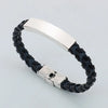 Retro Solid Color 304 Stainless Steel Pu Leather Polishing Men'S Bangle Men Cord & Leather Bracelets