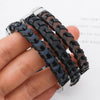 Retro Solid Color 304 Stainless Steel Pu Leather Polishing Men'S Bangle Men Cord & Leather Bracelets