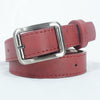 Retro Solid Color Casual Thin Belt For Women Imitation Leather Square Alloy Pin Buckle All Match Style