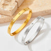 Retro Solid Color Stainless Steel Inlay Zircon Bangle