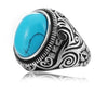 Retro Solid Color Titanium Steel Inlay Turquoise Men'S Rings