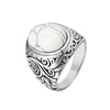 Retro Solid Color Titanium Steel Inlay Turquoise Men'S Rings