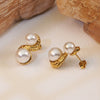 Retro Spiral Geometric Pattern Stud Earrings For Women Titanium Steel With 18K Gold Plated Electroplating