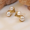 Retro Spiral Geometric Pattern Stud Earrings For Women Titanium Steel With 18K Gold Plated Electroplating