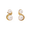 Retro Spiral Geometric Pattern Stud Earrings For Women Titanium Steel With 18K Gold Plated Electroplating