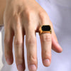 Retro Square Stainless Steel Plating Inlay Agate 18k Gold Plated Rings