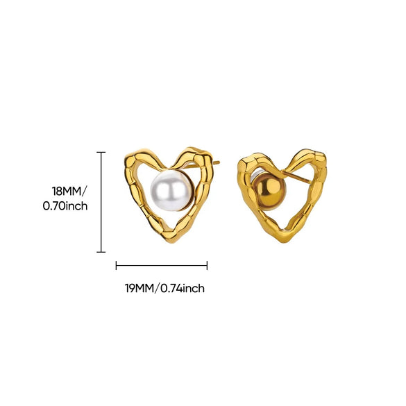 Retro Stainless Steel And Imitation Pearl Starfish Earrings With Electroplating For Women