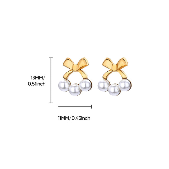 Retro Stainless Steel And Imitation Pearl Starfish Earrings With Electroplating For Women