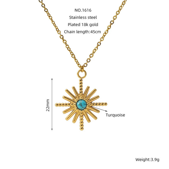 Retro 316L Stainless Steel And 316L Stainless Steel Necklace With Geometric Pendant And Electroplating Treatment For Women