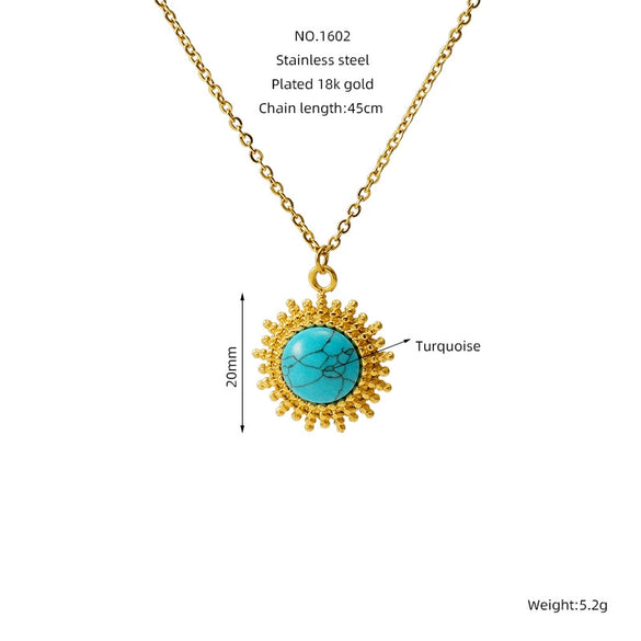 Retro 316L Stainless Steel And 316L Stainless Steel Necklace With Geometric Pendant And Electroplating Treatment For Women