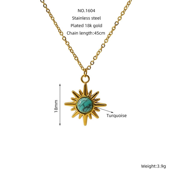 Retro 316L Stainless Steel And 316L Stainless Steel Necklace With Geometric Pendant And Electroplating Treatment For Women