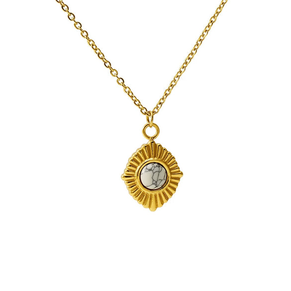 Retro 316L Stainless Steel And 316L Stainless Steel Necklace With Geometric Pendant And Electroplating Treatment For Women