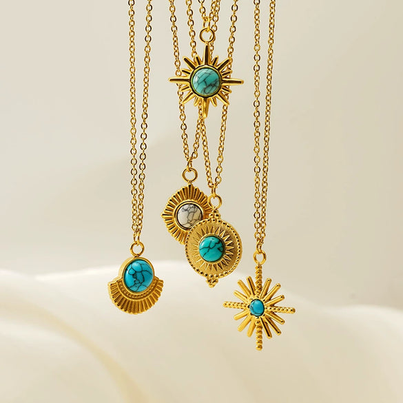 Retro 316L Stainless Steel And 316L Stainless Steel Necklace With Geometric Pendant And Electroplating Treatment For Women