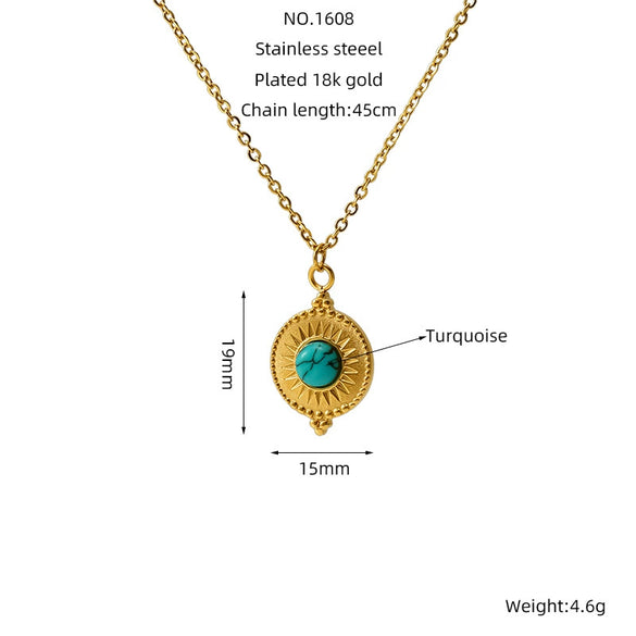 Retro 316L Stainless Steel And 316L Stainless Steel Necklace With Geometric Pendant And Electroplating Treatment For Women